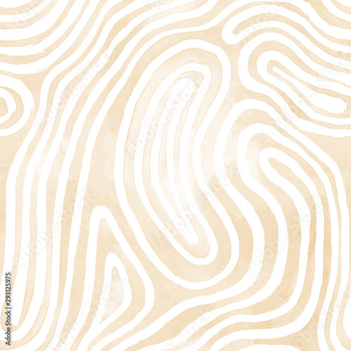 Watercolor geometric seamless pattern with light brown stripes. Hand painted raster pattern inspired by tribal body paint.