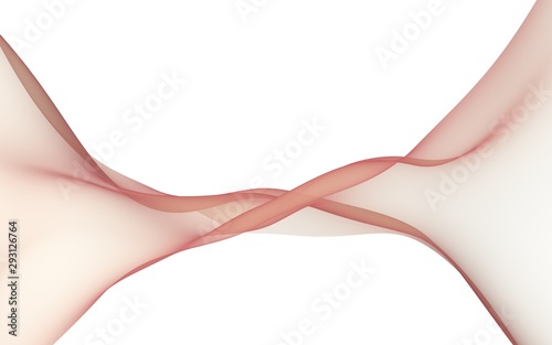 Abstract wave. Scarf. Bright ribbon on white background. Abstract smoke. Raster air background. 3D illustration