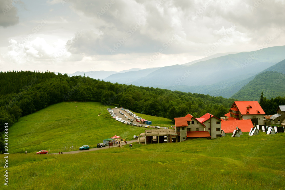 Scenic view of Muntele Rosu (Red Mountain) area, in Cheia - Prahova county, Romania, Ciucas Mountain part of Carpathians Mountains Scenic view of Muntele Rosu (Red Mountain) area, in Cheia - Prahova county, Romania, Ciucas Mountain part of Carpathians Mountains