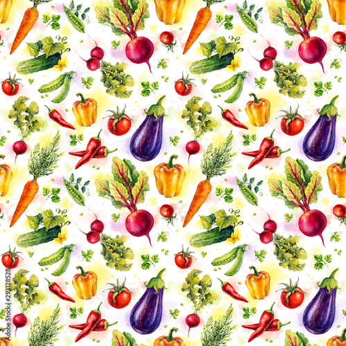 Vegetables. Different watercolor vegetables. Sketch. Watercolor botanical illustration. Pattern. Watercolor harvest