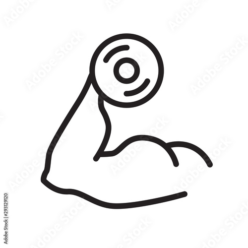 muscle arm with dumbbell icon- vector illustration
