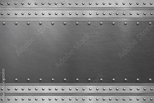 Metal plate with rivets steel background