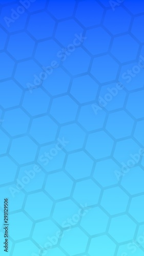 Translucent honeycomb on a gradient blue sky background. Perspective view on polygon look like honeycomb. Isometric geometry. 3D illustration