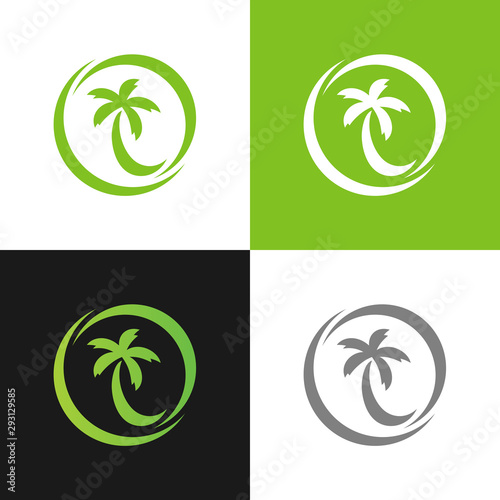Palm coconut tree logo icon, vector illustration design