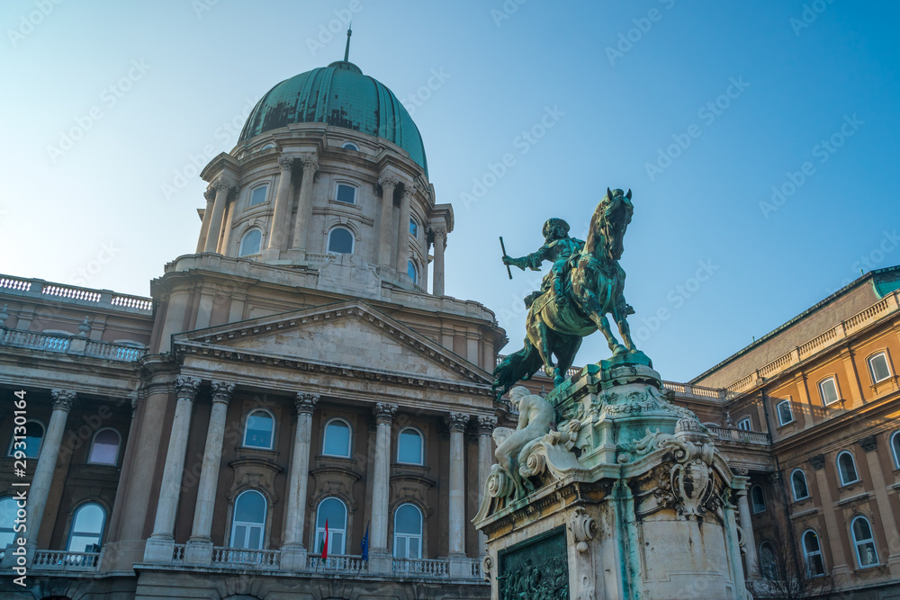 Prince Eugene of Savoy's Equestrian Statue at Buda Castle in Budapest, Hungary