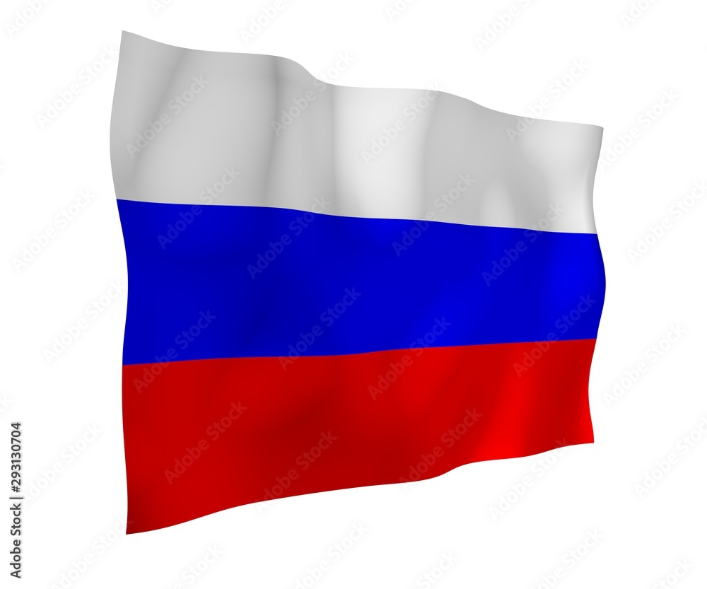 Fototapeta premium Waving flag of the Russian Federation. The National. State symbol of the Russia. 3D illustration