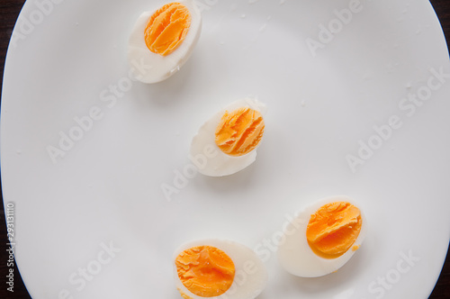 Sliced Boiled Eggs on a Plate