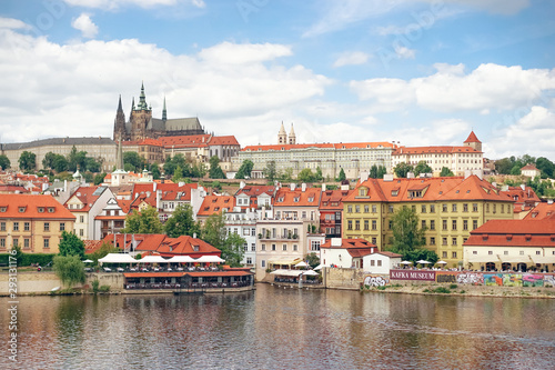 Photography view of castle and charles bridge in prague