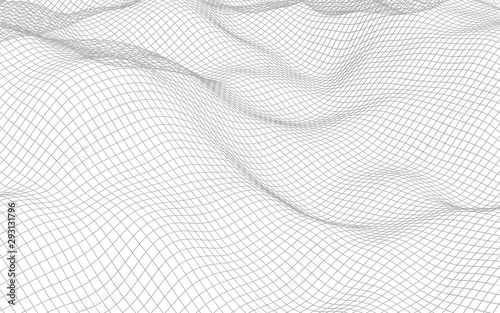 Abstract landscape on a white background. Cyberspace grid. hi tech network. 3d illustration