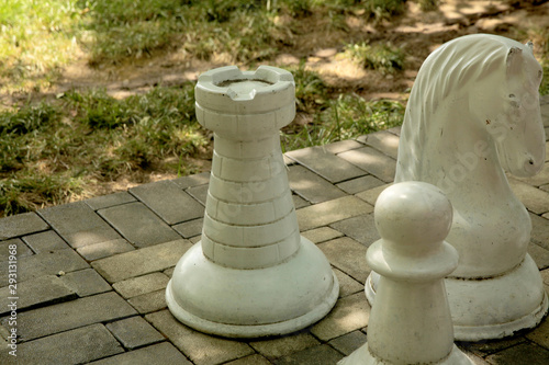 Big chess pieces in the park.