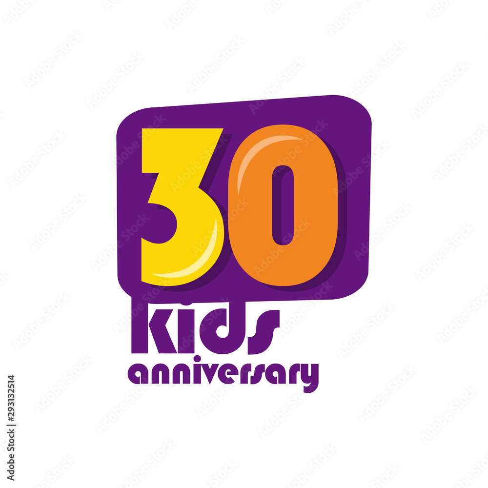 30 Years Kids Anniversary Vector Template Design Illustration