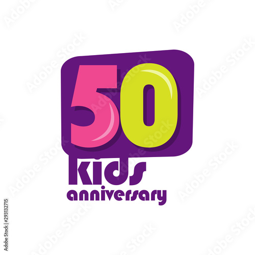 50 Years Kids Anniversary Vector Template Design Illustration