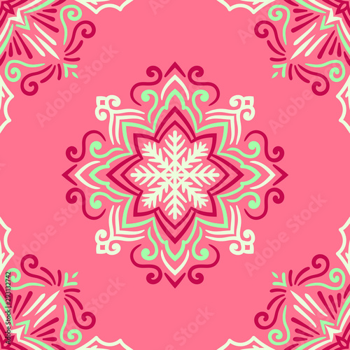 Decorative Floral Winter Seamless Pattern