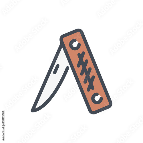 Pocket knife color line icon. Jackknife vector outline colorful sign.