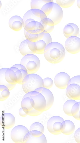 Light pastel colored background with purple bubbles. Wallpaper, texture purple balloons. 3D illustration