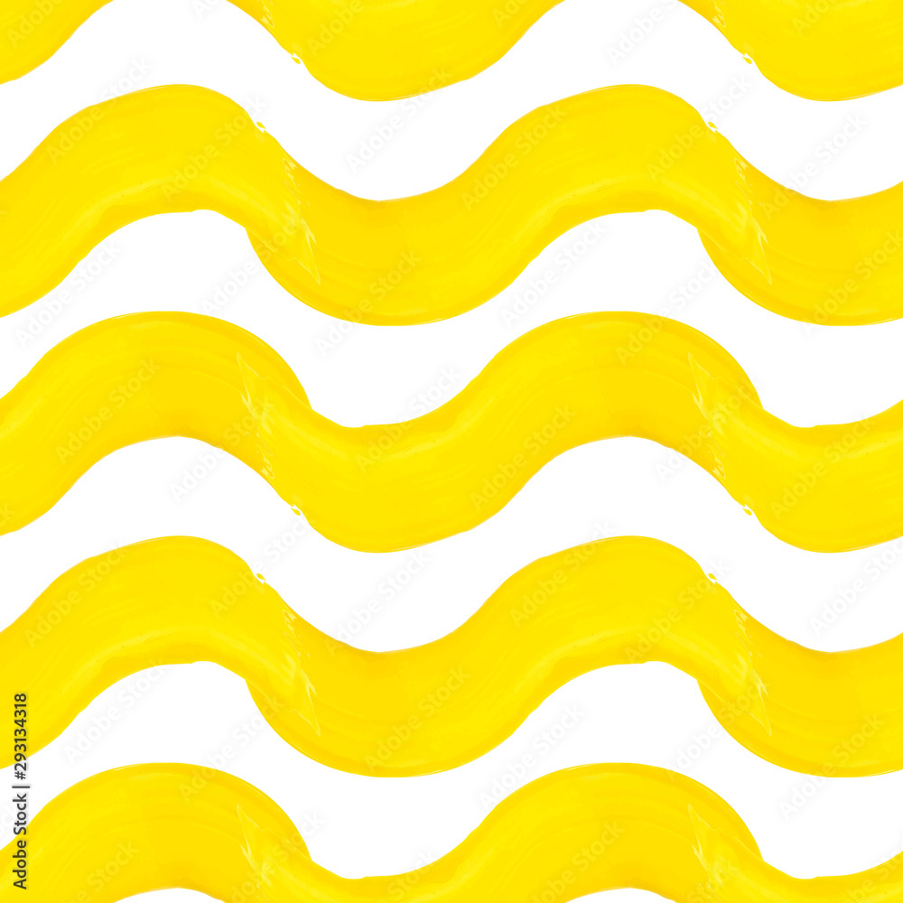 Wavy yellow brush strokes pattern - obrazy, fototapety, plakaty 