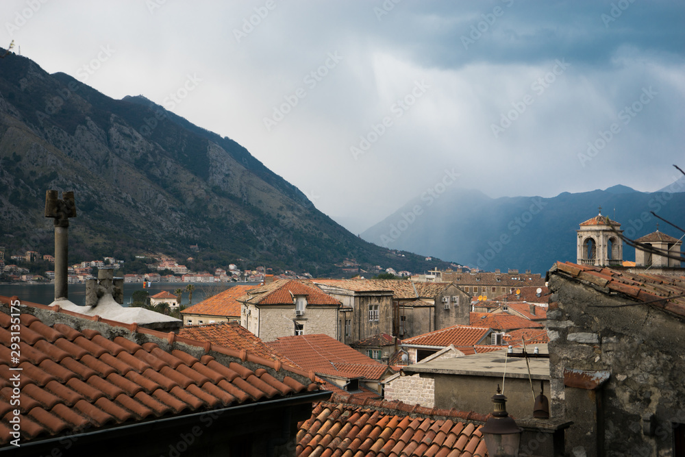 aerial view of old town of kotor montenegro