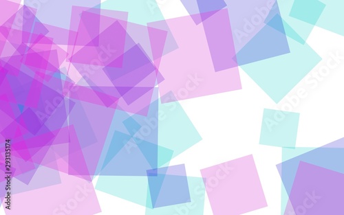 Multicolored translucent squares on white background. Red tones. 3D illustration