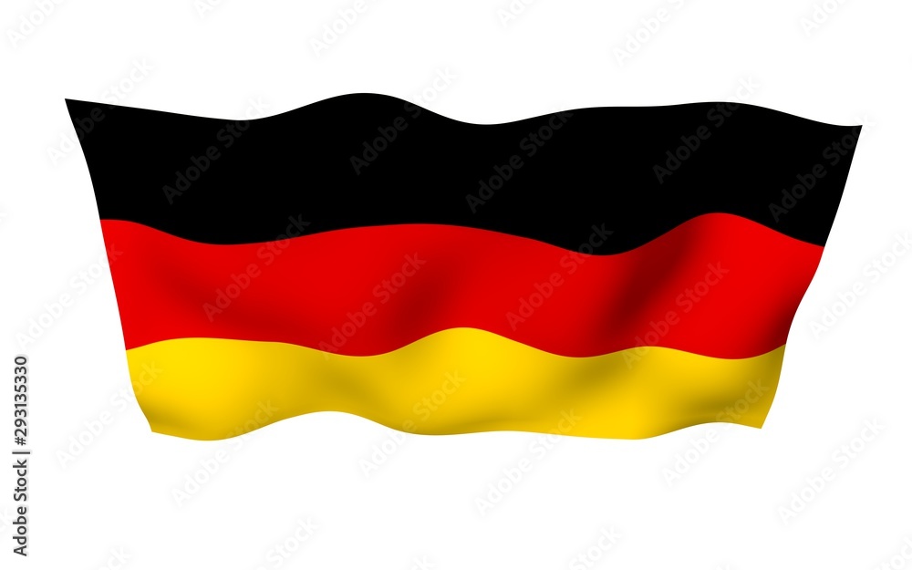 Flag of Germany. Wide format 3D illustration. State symbol of the Federal Republic of Germany. 3D rendering