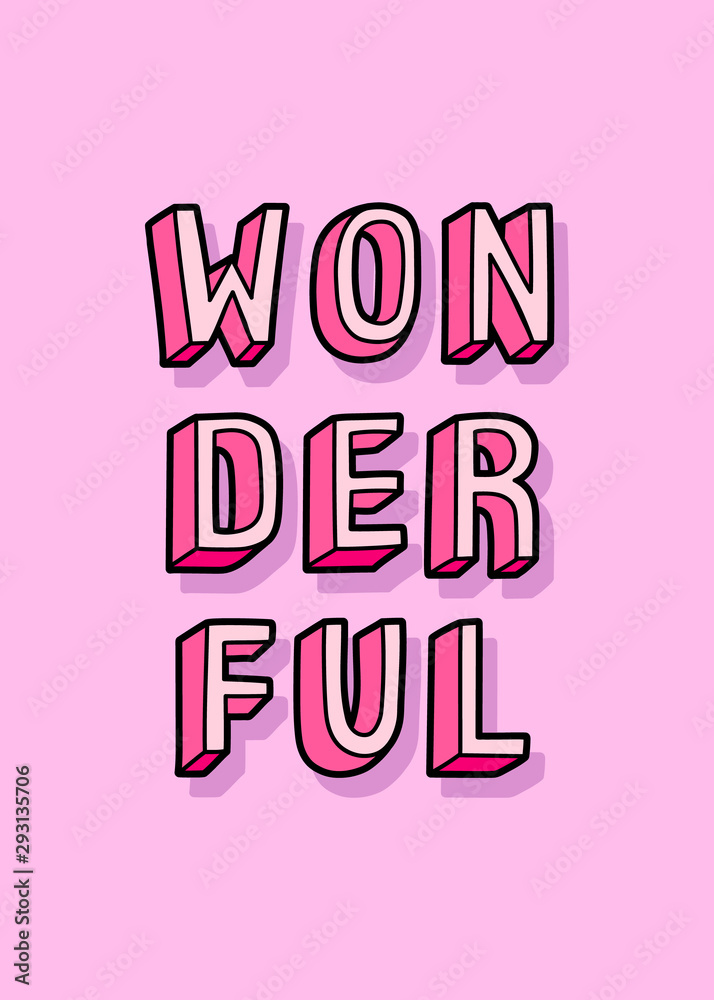 Wonderful Word Isolated On Pink Background Vector Poster Card Cute wonderful-word-isolated-on-pink-background-vector-poster-card-cute