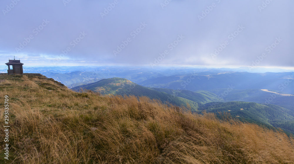 panorama landscape with mountains and clouds