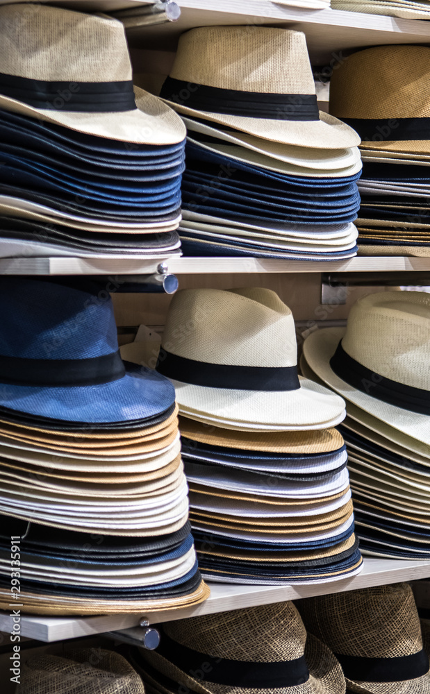 Pile Of Straw Hats At Market