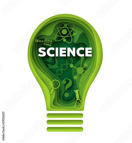 Science vector concept illustration in layered paper art style