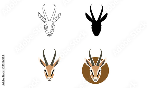 Gazelle graphic hand drawn vector, cartoonish animal illustration, African safari antelope with curved horns isolated on white background, outlines, silhouette, Character design for cards, logo icon © Mohammed