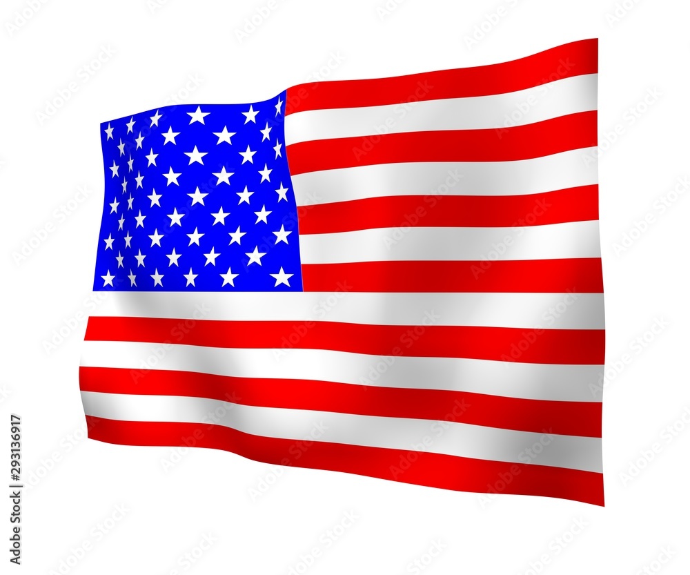 Waving flag of the United States of America. Stars and Stripes. State symbol of the USA. 3D illustration Waving flag of the United States of America. Stars and Stripes. State symbol of the USA. 3D illustration