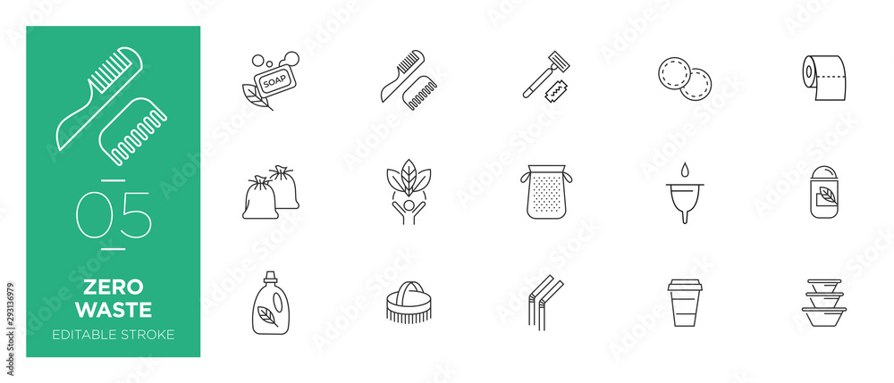 Set of Zero waste line icons - Modern icons Set of Zero waste line icons - Modern icons