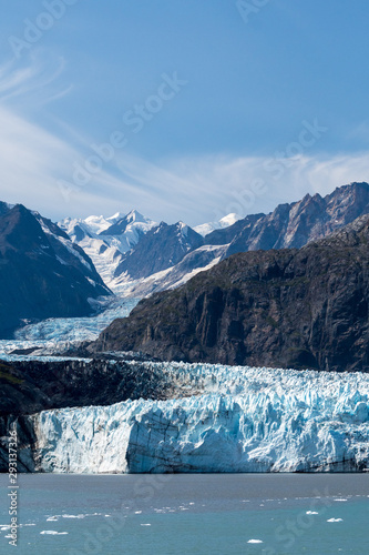 receding Hubbard Glacier in Alaska in Portrait  with copy space © Lindy Martin