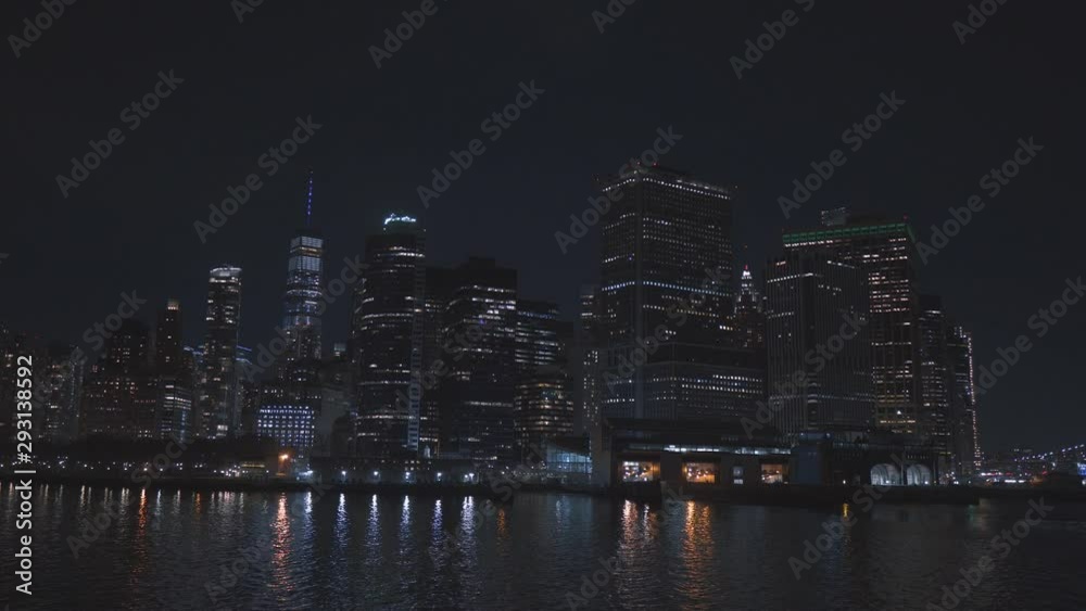 Skyline of Manhattan at night. View from Hudson river Skyline of Manhattan at night. View from Hudson river