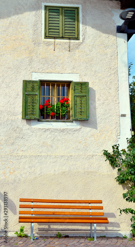 characteristic Dolomite houses collepietra alto adige italy photo