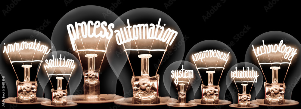 Plakat Żarówki z koncepcją Process Automation