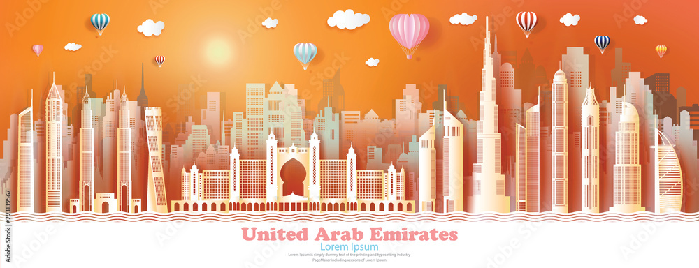 Travel to United Arab Emirates landmarks of asian with architecture.