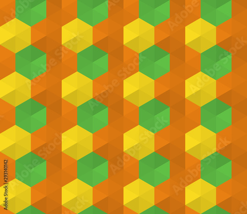 Hexagon seamless pattern. Geometric abstract polygonal mosaic. Decorative backdrop for wallpaper, pattern fills, web page background, surface textures.
