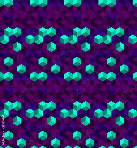 Seamless geometric wallpaper. Mosaic template pattern made of cubes. For any design purposes.