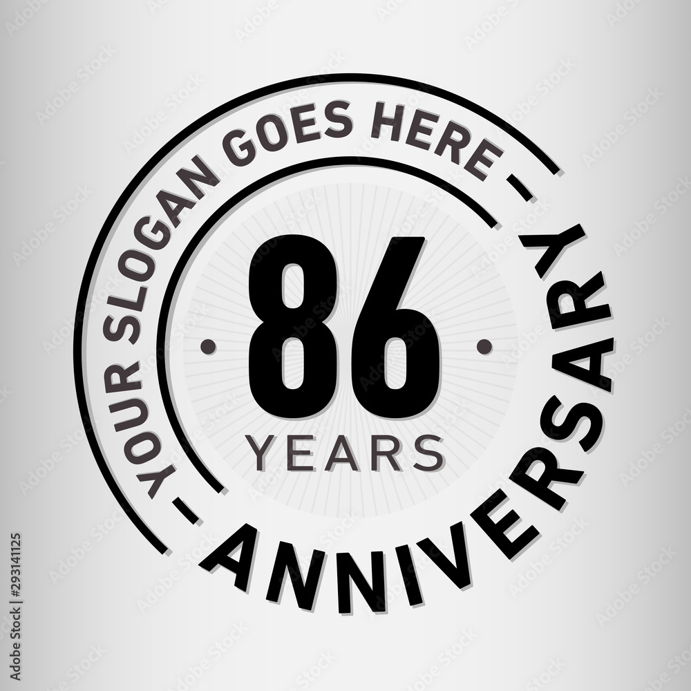 86 years anniversary logo template. Eighty-six years celebrating logotype. Vector and illustration. 86 years anniversary logo template. Eighty-six years celebrating logotype. Vector and illustration.
