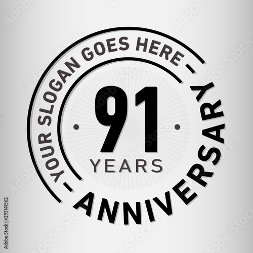 91 years anniversary logo template. Ninety-one years celebrating logotype. Vector and illustration.