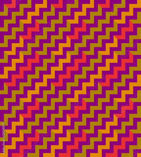 Abstract seamless pattern. Colorful geometric background with zigzags.