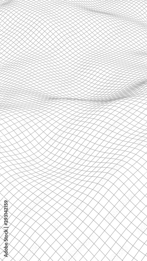 Abstract landscape on a white background. Cyberspace grid. hi tech network. 3d illustration
