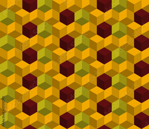 Colorful seamless pattern with cubes. Low poly geometric background.