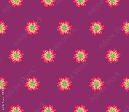 Vector abstract seamless pattern with flowers of different colors. Textile background for package, cover, greeting cards.