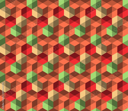 Vector abstract seamless pattern with hexagons of different colors. Textile background for package, cover, greeting cards.