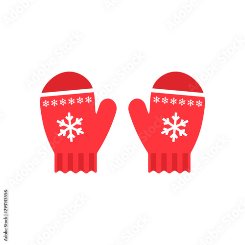 Red mittens. Snowflakes on mittens. Vector illustration. Flat design for business financial marketing banking advertising web concept cartoon illustration.