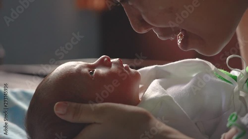 Happy Baby newborn  and mom 