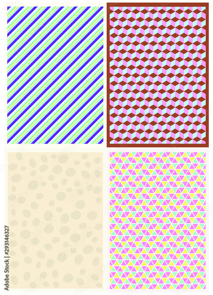 Set of cultural Mediterranean experimental patterns. Vector illustration retro design. The abstract geometric pattern on vintage background. 