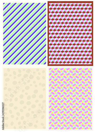 Set of cultural Mediterranean experimental patterns. Vector illustration retro design. The abstract geometric pattern on vintage background. 