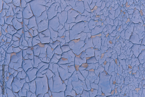 The texture of peeling blue paint. Beautiful pattern. Place for text