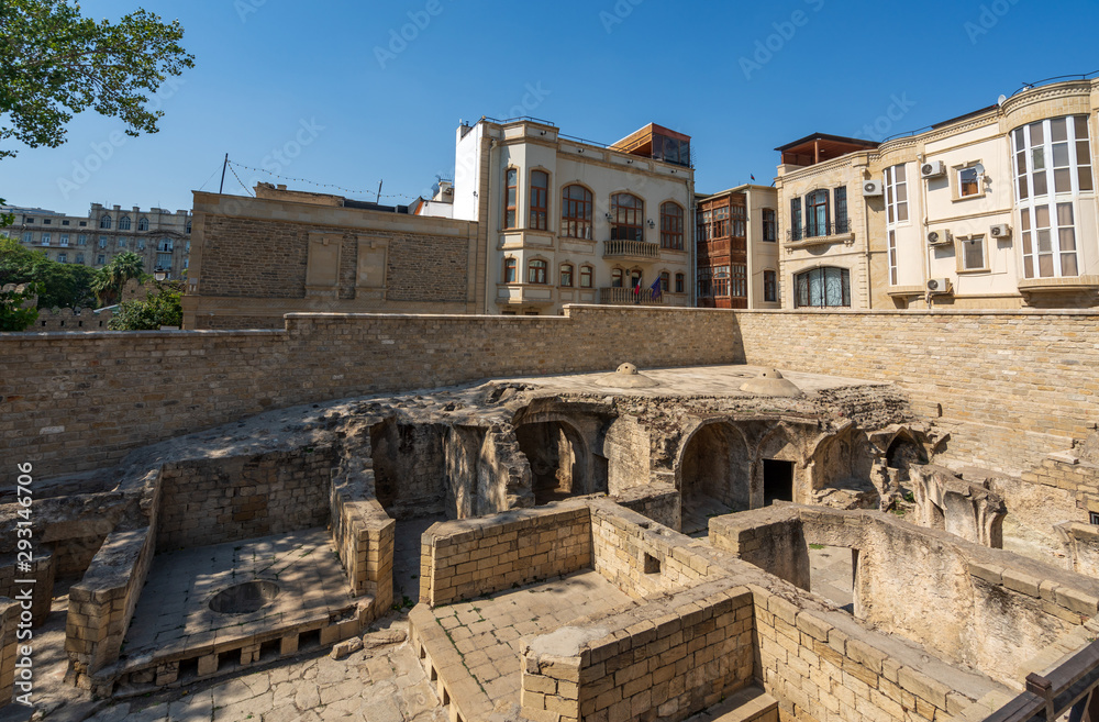 Ruins of bath house in Shirvanshahs Palace, Baku city